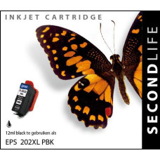 SecondLife compatible inktcartridge Epson 202XL foto-zwart