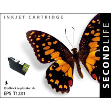 SecondLife compatible inktcartridge Epson T1281 zwart