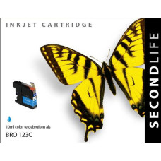 SecondLife compatible inktcartridge Brother LC-123C cyaan
