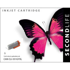 SecondLife compatible inktcartridge Canon CLi-551XLGY grijs